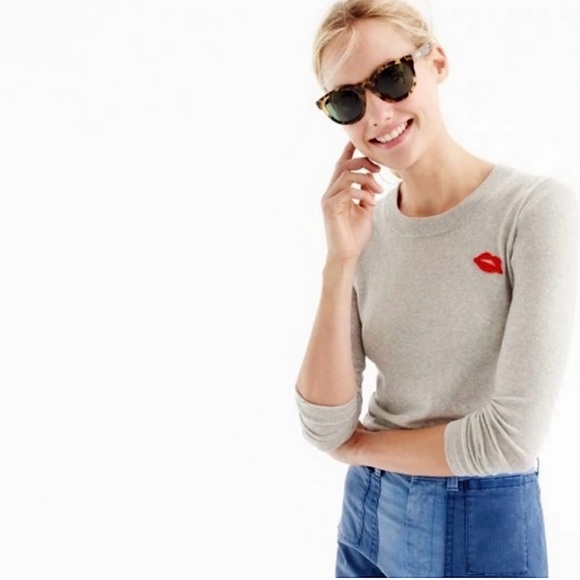 J. Crew Sweaters - J Crew  - Embroidered Red Lips Tippi Sweater